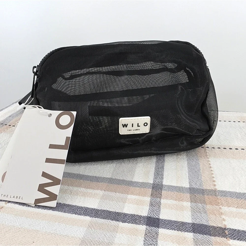 Wilo The Label Active Sheer Belt Bag Black Mesh Fanny Pack Anthropologie NWT